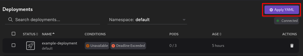apply deployment yaml