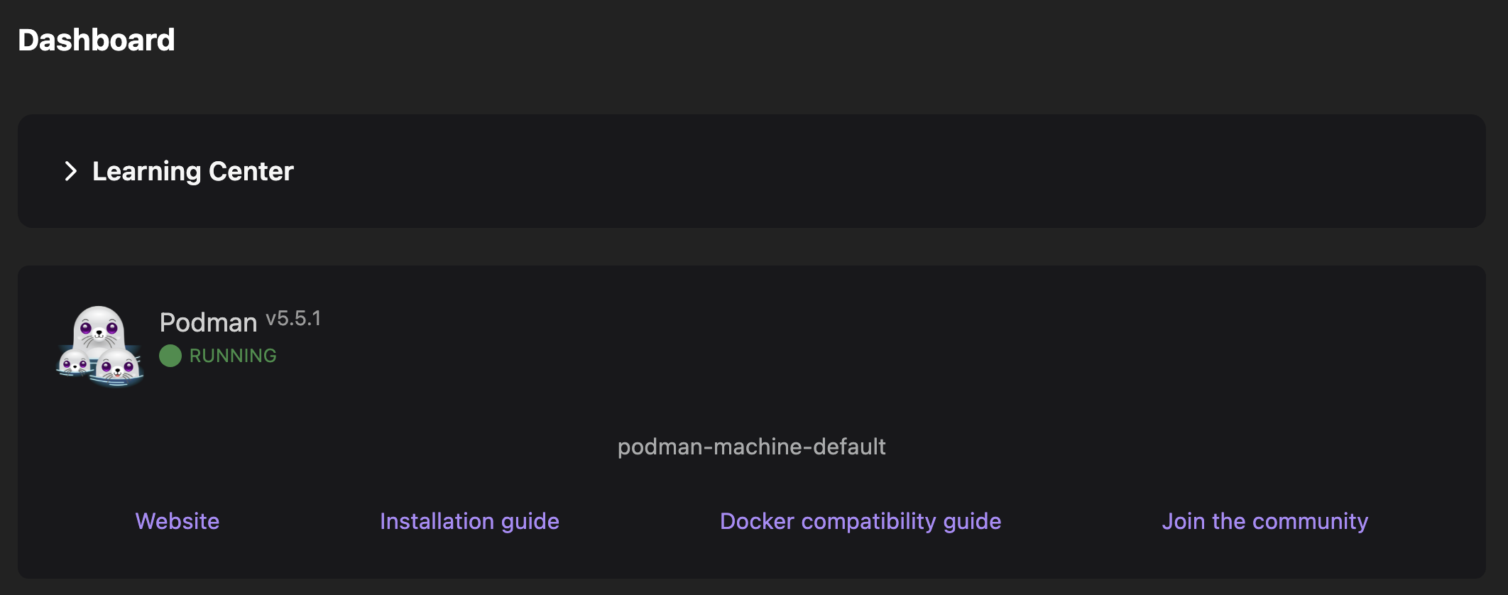 Podman is running screen