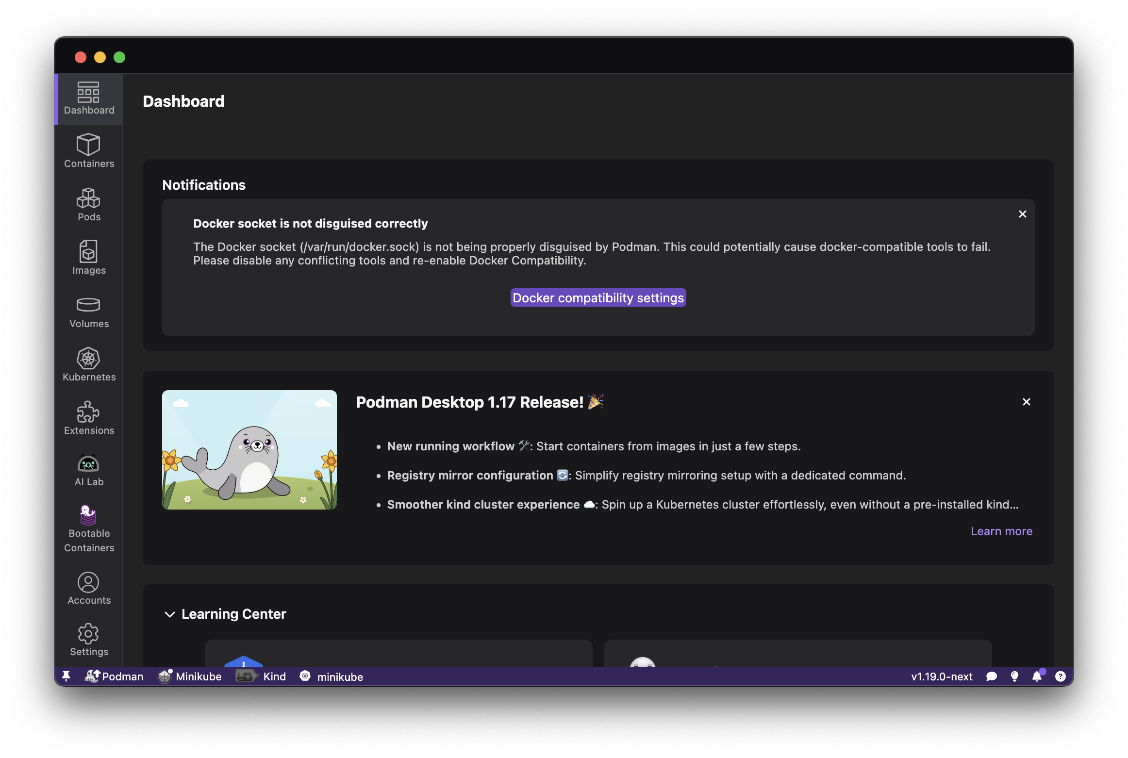 Docker Compatibilty docker socket notification