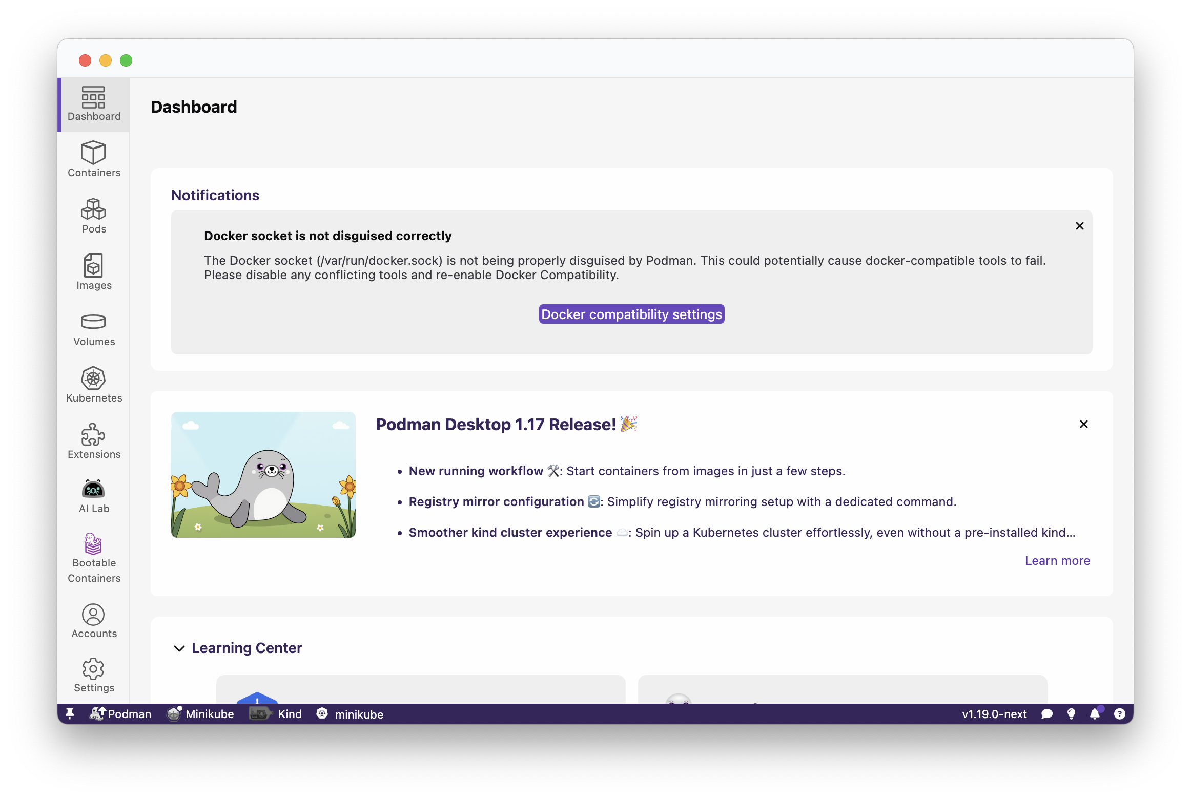 Docker Compatibilty docker socket notification