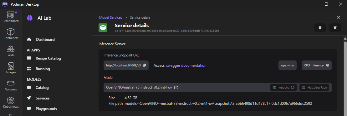 AI Lab OpenVINO inference provider