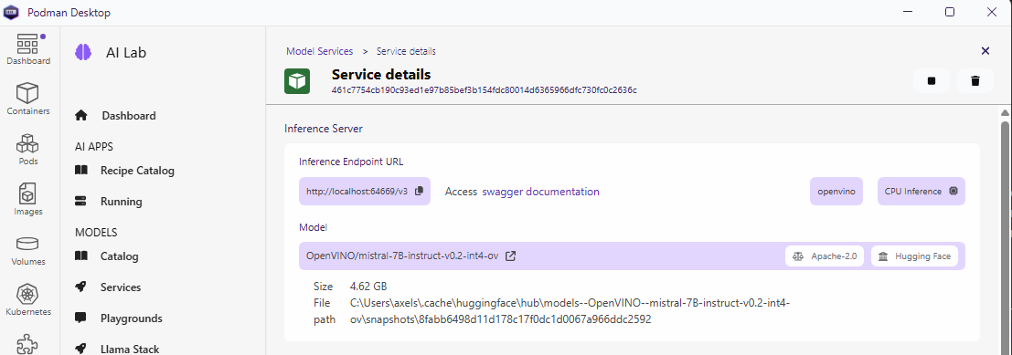 AI Lab OpenVINO inference provider