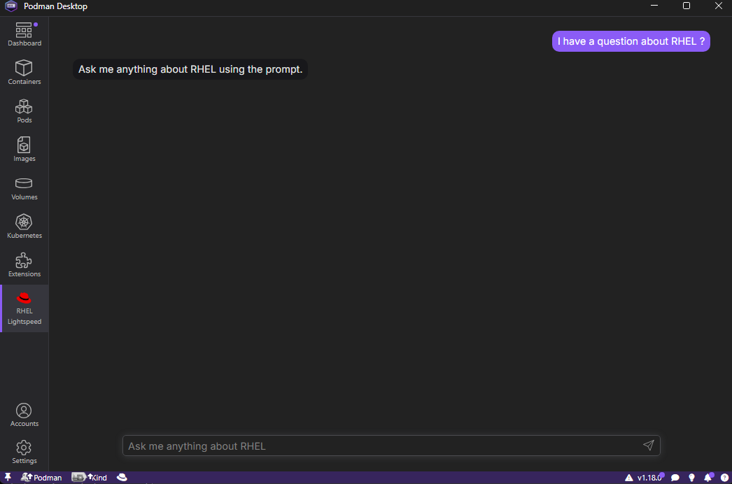 RHEL lightspeed chatbot