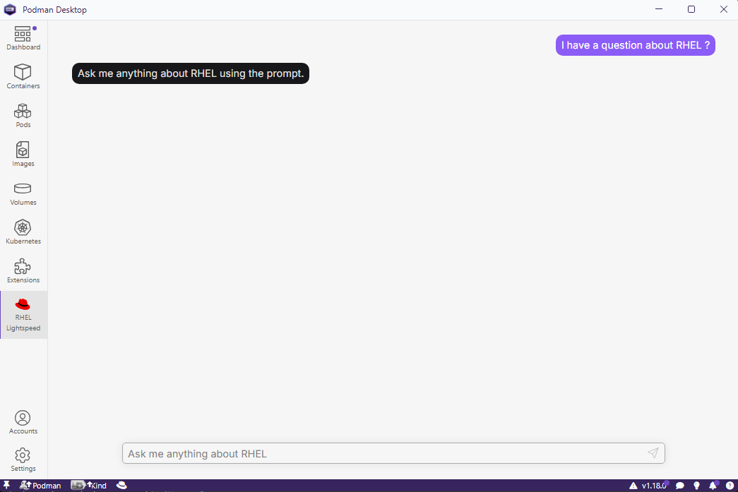 RHEL lightspeed chatbot
