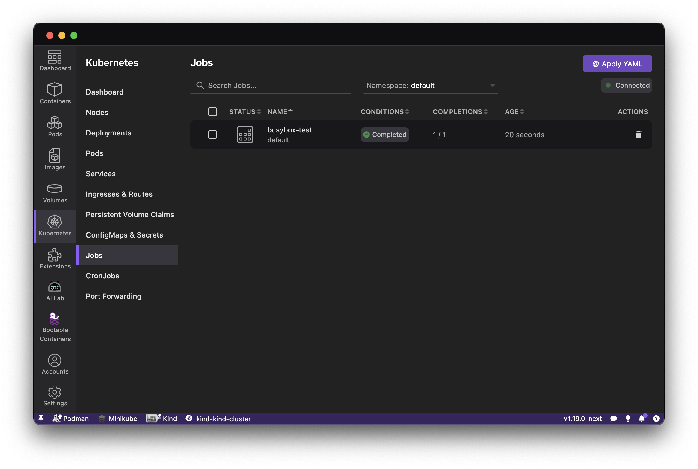 Kubernetes Jobs list