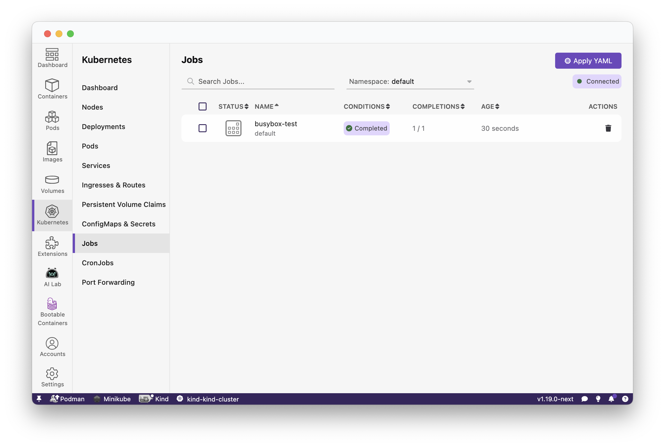 Kubernetes Jobs list