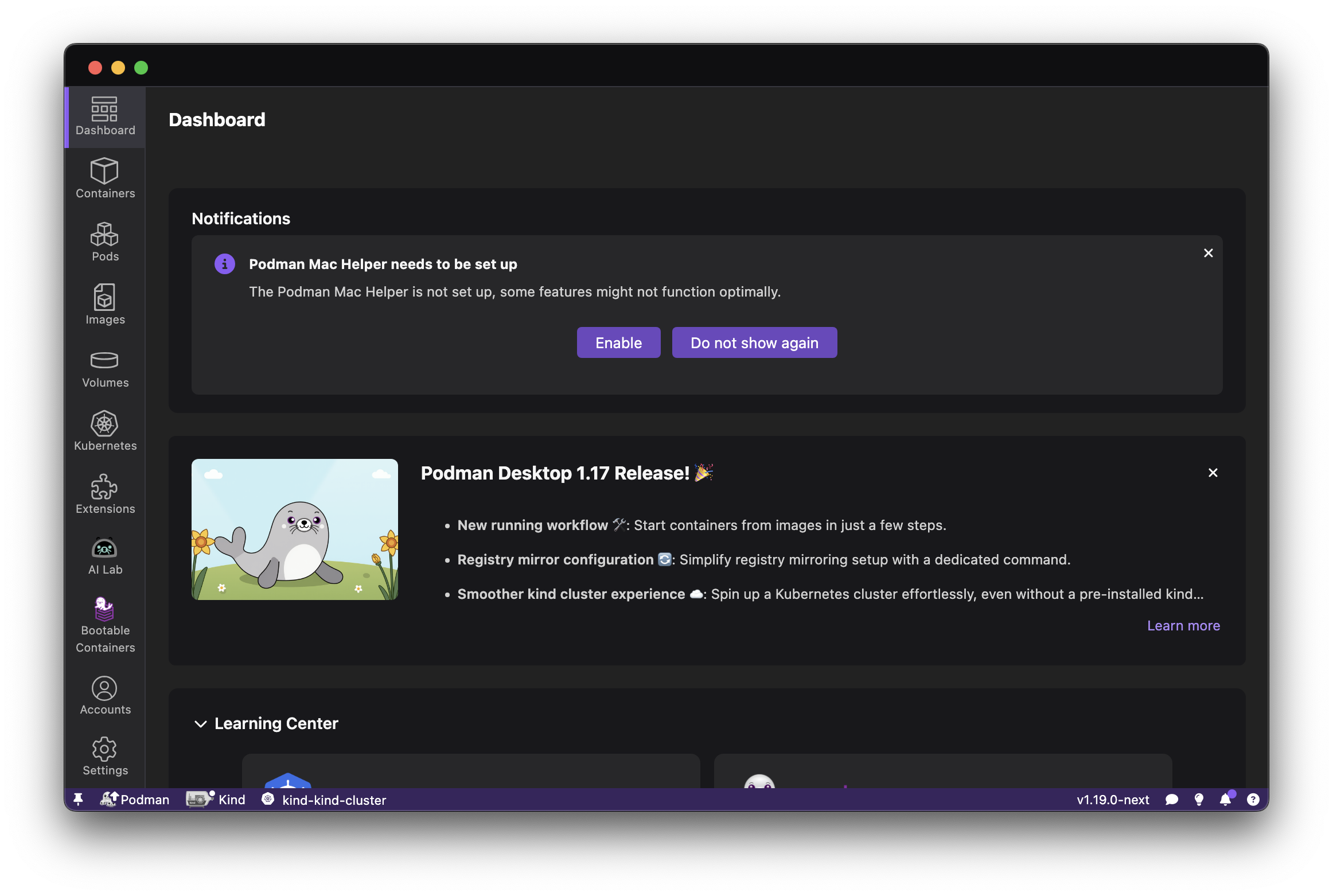 Docker Compatibilty podman mac helper notification