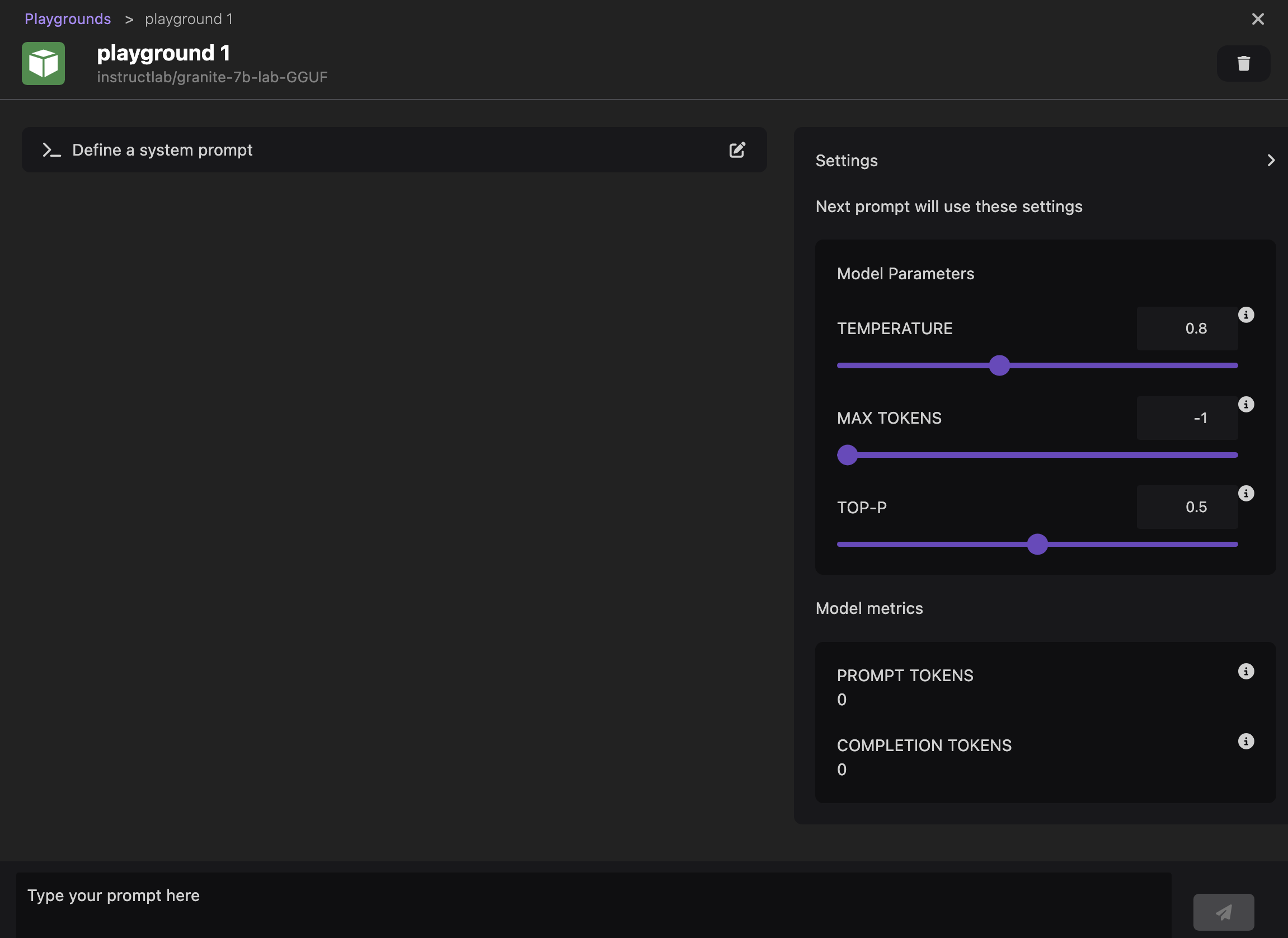 experiment with model settings