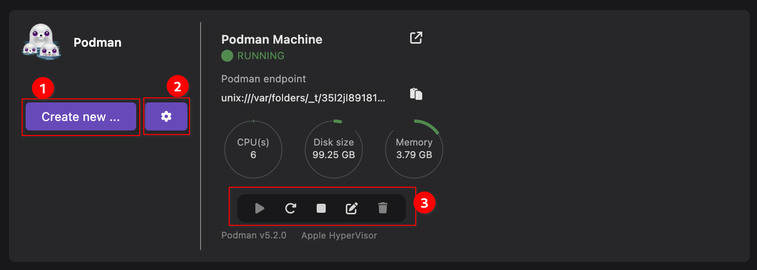 podman machine set up
