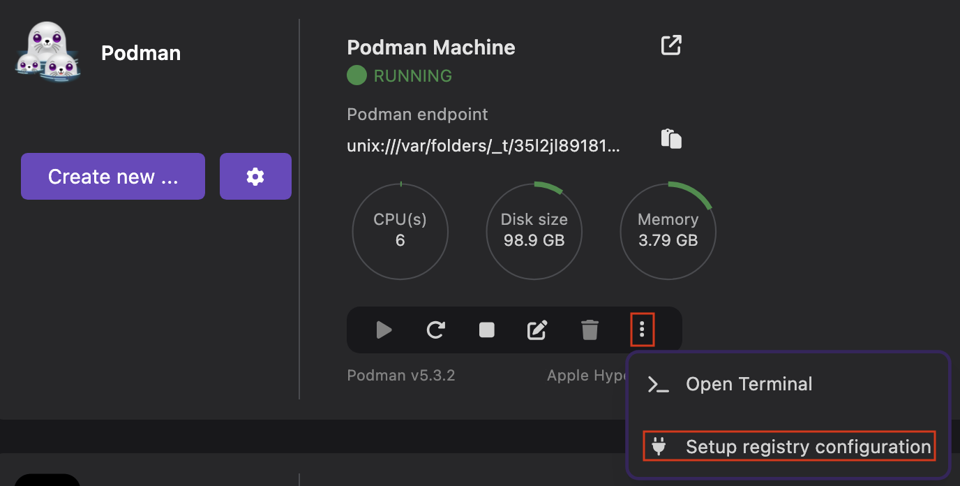 Set up registry configuration